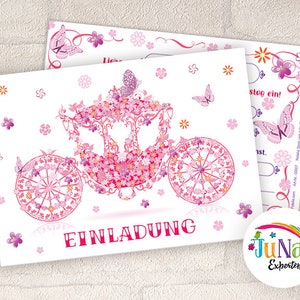 Einladungskarten zum Kindergeburtstag Mädchen Prinzessin Party Kutsche Einladungen Geburtstag Kinder (für 6 bis 12 Personen)