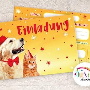 Einladungskarten zum Kindergeburtstag Mädchen Jungen Katzen Hunde Einladungen Geburtstag Kinder (für 6 bis 12 Personen)