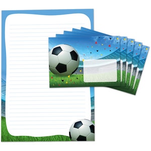 Briefpapier als Block + 15 Briefumschläge Fussball Fußball Kindermotiv Jungen