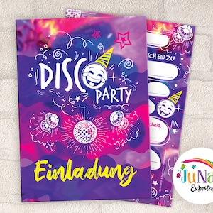 Einladungskarten zum Kindergeburtstag Disco Mädchen Jungen Erwachsene Einladungen Geburtstag Kinder (für 6 bis 12 Personen)