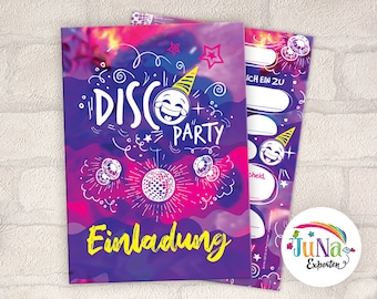 Einladungskarten zum Kindergeburtstag Disco Mädchen Jungen Erwachsene Einladungen Geburtstag Kinder (für 6 bis 12 Personen)