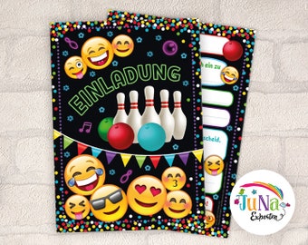 Invitation cards for children's birthday bowling girls boys invitations birthday skittles birthday invitations (for 6 to 12 people)