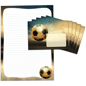 Briefpapier als Block + 15 Briefumschläge Fussball Fußball Kindermotiv Jungen