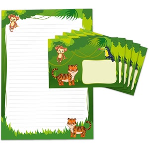 Briefpapier als Block + 15 Briefumschläge Tiger Kindermotiv Mädchen Jungen