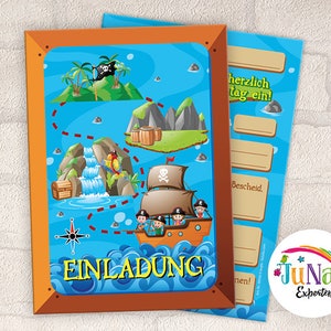 Einladungskarten zum Kindergeburtstag Mädchen Jungen Piraten-Party Einladungen Geburtstag Kinder Schatzsuche (für 6 bis 12 Personen)