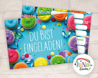 Einladungskarten zum Kindergeburtstag Mädchen Jungen Muffins Einladungen zum Geburtstag für Kinder Cake (für 6 bis 12 Personen)