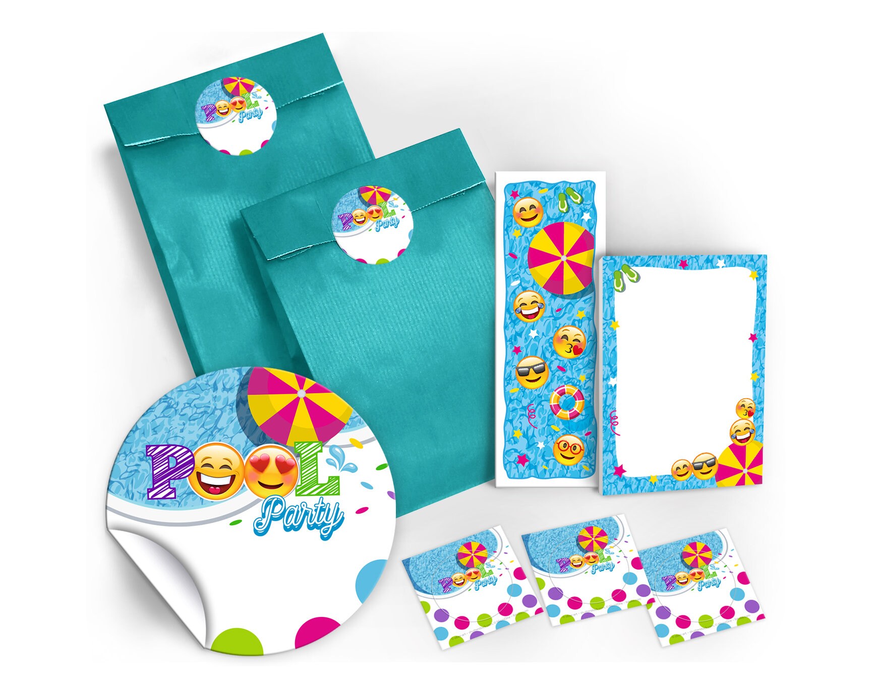 Party Favors Children's Birthday Party Swimming Pool Party Gift Bags + Stickers + Bookmarks + Notepads
