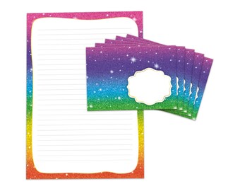 Stationery as a block + 15 envelopes Rainbow children's motif for girls