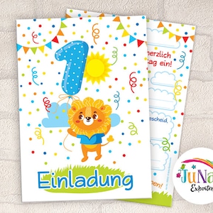 Einladungskarten zum 1. Geburtstag Mädchen Jungen Löwe Einladungen erste Geburtstag Kindergeburtstag (für 6 bis 12 Personen)