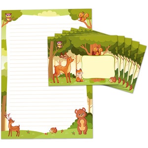 Briefpapier als Block + 15 Briefumschläge Bär Kindermotiv Mädchen Jungen