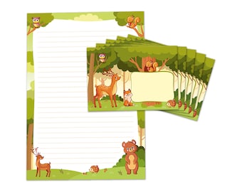 Stationery as a block + 15 envelopes Bear Children's motif Girls Boys