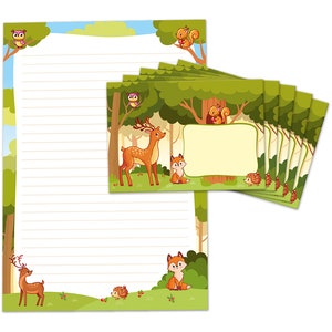 Briefpapier als Block + 15 Briefumschläge Fuchs Kindermotiv Mädchen Jungen