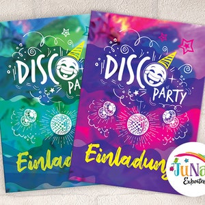 Einladungskarten zum Kindergeburtstag Disco Mädchen Jungen Erwachsene Einladungen Geburtstag Kinder (für 6 bis 12 Personen)