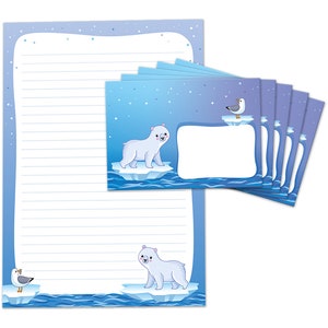 Briefpapier als Block + 15 Briefumschläge Eisbär Kindermotiv Mädchen Jungen