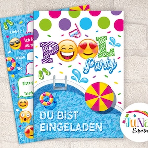 Einladungskarten zum Kindergeburtstag Mädchen Jungen Schwimmbad Einladungen Geburtstag Kinder (für 6 bis 12 Personen)