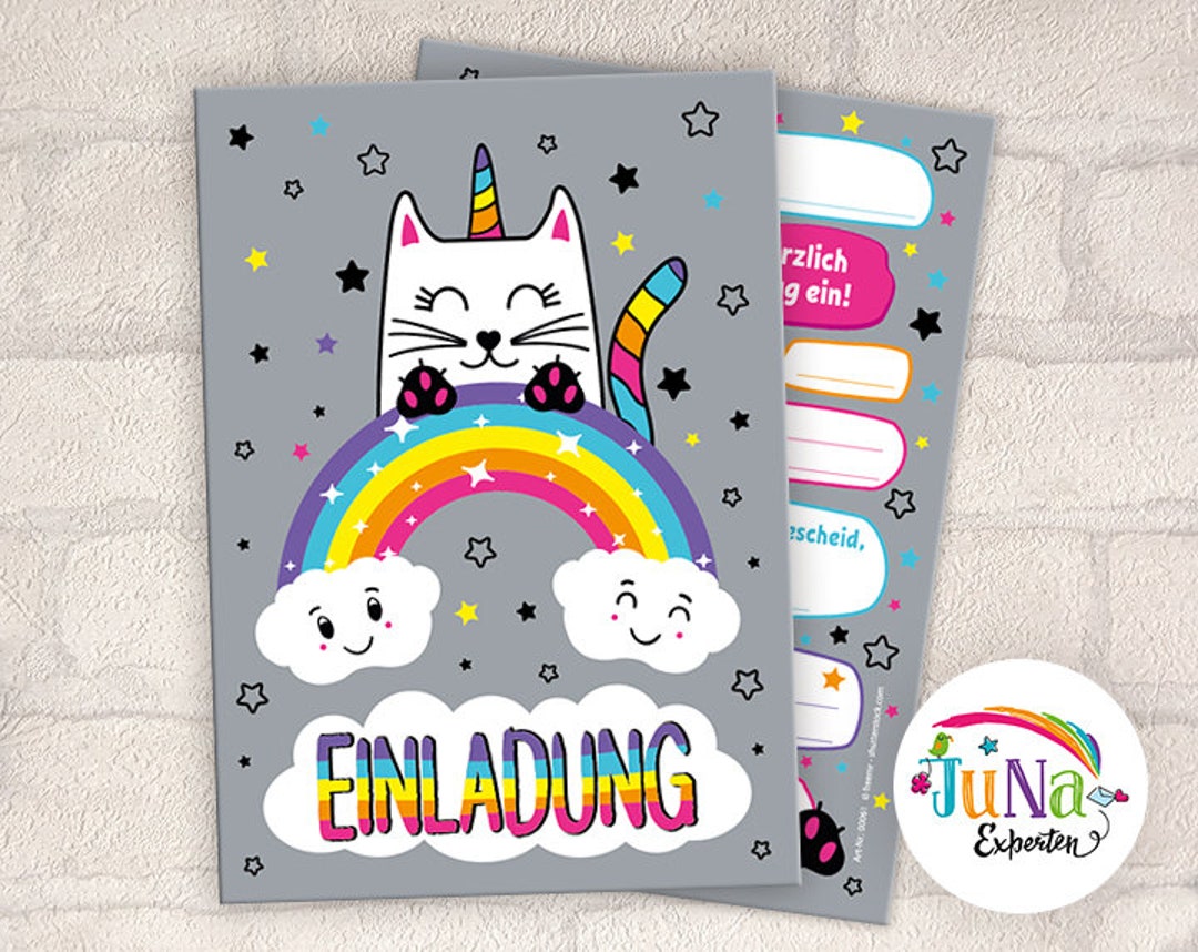 Minkocards 12 Einladungskarten zum Kindergeburtstag Mädchen Katze Einladungen zum Mädchengeburtstag incl. 12 Umschläge, 12 Tüten/petrol, 12 Aufkleber, 12 Lesezeichen, 12 Blöcke, 12 Schiffe versenken
