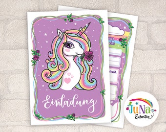 Invitation cards for children's birthday unicorn girl invitations birthday children's birthday invitations (for 6 to 12 people)