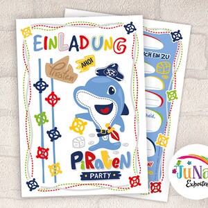 Einladungskarten zum Kindergeburtstag Delfin Piraten-Geburtstag Mädchen Jungen Einladungen Geburtstag Schatzsuche (für 6 bis 12 Personen)