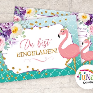 Einladungskarten zum Kindergeburtstag für Mädchen Flamingo Einladungen zum Geburtstag Geburtstagseinladungen Kinder (für 6 bis 12 Personen)