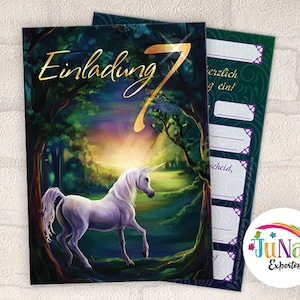 Einladungskarten zum 7. Kindergeburtstag Einhorn Einladungen zum siebten Geburtstag für Mädchen Kinder (für 6 bis 12 Personen)