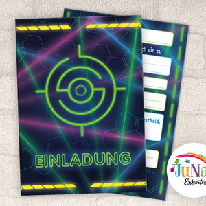 Einladungskarten zum Kindergeburtstag Lasertag Laser Tag Mädchen Jungen Einladungen Geburtstagseinladungen (für 6 bis 12 Personen)