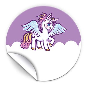 Aufkleber Einhorn Unicorn Etiketten für Geschenkverpackung, 4 cm/rund (Set aus 12, 16, 24, 36, 48, 60, 72 oder 96 Stück)