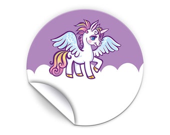 Unicorn Stickers Unicorn Labels for Gift Wrapping, 4 cm/round (Set of 12, 16, 24, 36, 48, 60, 72 or 96 pieces)