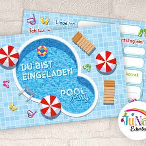 Einladungskarten zum Kindergeburtstag Mädchen Jungen Schwimmbad Einladungen Geburtstag Kinder (für 6 bis 12 Personen)