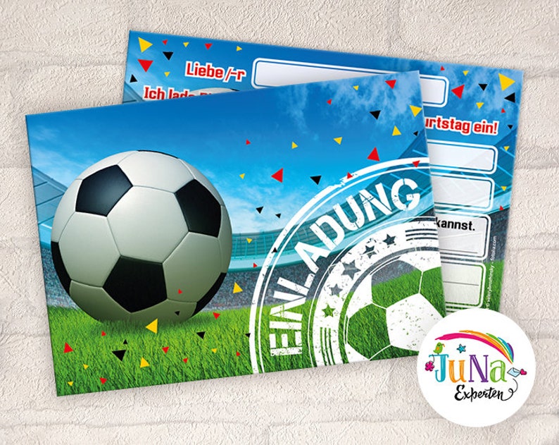 Einladungskarten zum Kindergeburtstag Fussball Jungen Einladungen Geburtstag Kinder für 6 bis 12 Personen Variante Nr. 1