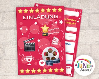 Einladungskarten zum Kindergeburtstag Mädchen Jungen Kino Einladungen Geburtstag Kinder (für 6 bis 12 Personen)