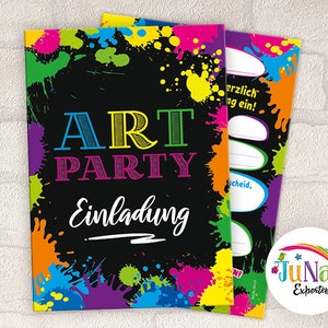 Einladungskarten zum Kindergeburtstag Art-Party Kreativparty Mädchen Jungen Einladungen zum Geburtstag Kinder (für 6 bis 12 Personen)