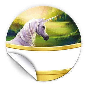 Aufkleber Einhorn Unicorn Etiketten für Geschenkverpackung, 4 cm/rund (Set aus 12, 16, 24, 36, 48, 60, 72 oder 96 Stück)