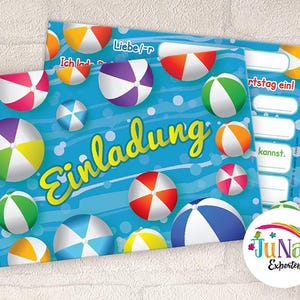 Einladungskarten zum Kindergeburtstag Schwimmbad Mädchen Jungen Einladungen Geburtstag Kinder (für 6 bis 18 Personen)