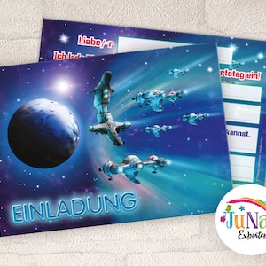 Einladungskarten zum Kindergeburtstag Jungen Space Rakete Einladungen Geburtstag Kinder (für 6 bis 12 Personen)