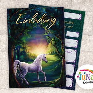 Einladungskarten zum Kindergeburtstag Mädchen Einhorn Unicorn Einladungen Geburtstag Kinder (für 6 bis 12 Personen)