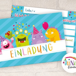 Einladungskarten zum Kindergeburtstag Mädchen Jungen lustige Monster Einladungen Geburtstag Kinder (für 6 bis 12 Personen)