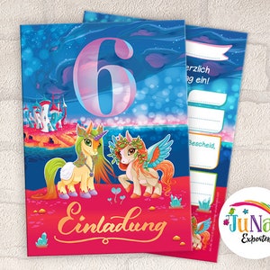 Einladungskarten zum 6 Kindergeburtstag Einhorn Mädchen Einladungen zum sechsten Geburtstag Kinder Mädchengeburtstag (für 6 bis 12 Personen)