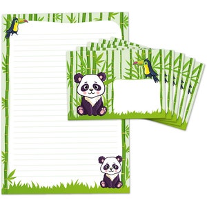 Stationery as Block + 15 Envelopes Panda Children's Motif Girls Boys