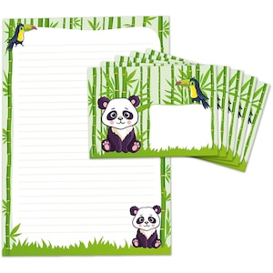 Briefpapier als Block + 15 Briefumschläge Panda Kindermotiv Mädchen Jungen