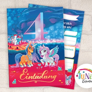 Einladungskarten zum 4. Kindergeburtstag Einhorn Mädchen Einladungen zum vierten Geburtstag Kinder Mädchengeburtstag (für 6 bis 12 Personen)