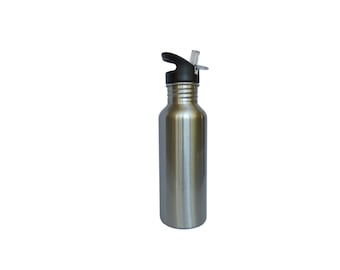 Stainless steel drinking bottle with integrated drinking straw - 600 ml