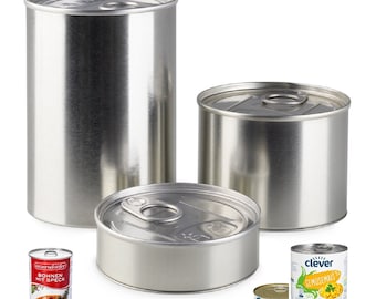 5 round Kronenberg24 metal cans with PressItin original closure bottom part for food and gifts