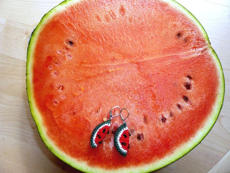 Melonen Ohrringe, Ohrhänger, Melon, crochet, häkeln Bild 2