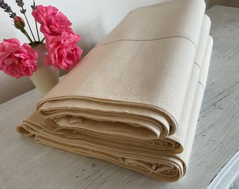 HalbLeinen Laken, groß, Vintage, seitliche Zierstreifen, 240 x 140 cm, seltene Leinenlaken
