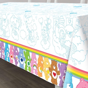 Care Bears Tablecover - Measures 54" wide by 108" long, Vintage Design, Nostalgic, Cheerful & Fun Theme, Retro Design, Colorful Party Decor