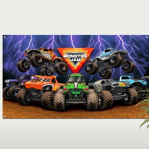 Monster Jam Wall Mural – 3 x 5 Foot Fabric Wall Decoration. Polyester, 4-6 year old boy. Grave Digger Monster Truck