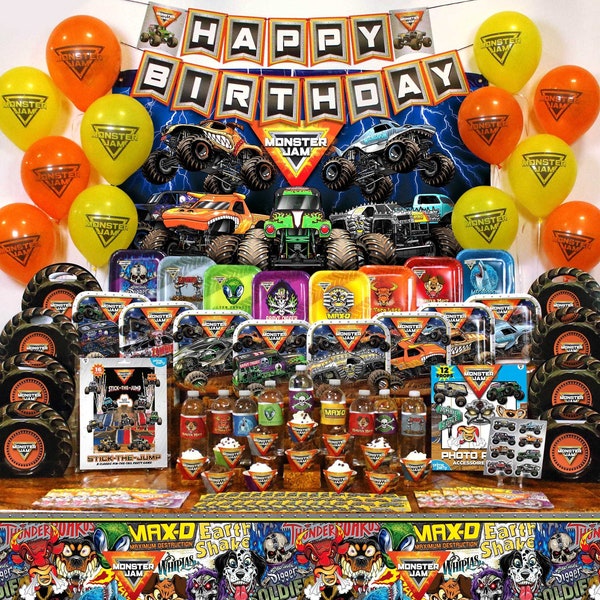 Monster Jam Party Supplies & Decorations for Birthday, Watch Parties, 4x4 Tailgate Gatherings, Baby Showers, First Birthdays, and More.