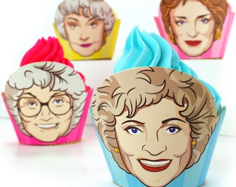 The Golden Girls Cupcake Wrapper (Set of 12)– Match our Golden Girls Party Supplies, Use for Bridal Shower, Bachelorette & Golden Birthday