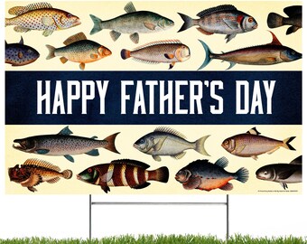 Father's Day Yard Sign- Fishing Gift for Dad, Outdoor Yard Decor, Lawn / Garden Signs, Yard Card for Dad, Fathers Day Banner, Fish Gift Idea