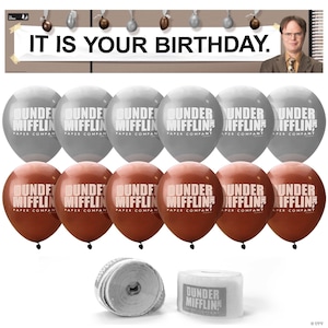 The Office Party Decorations Kit - Dwight Schrute Birthday Banners, Latex Balloons, and Crepe Paper Streamers— For Co-Workers or Friends